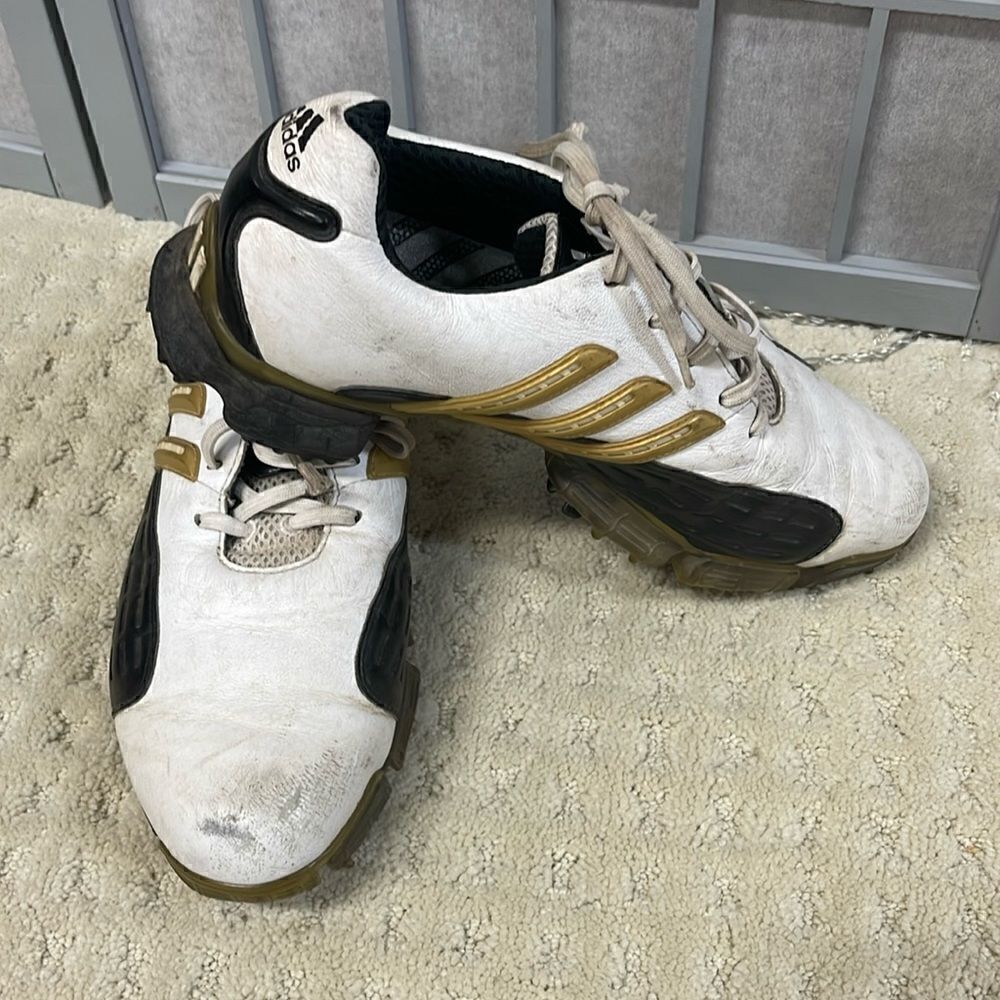 Adidas Powerband Chassis Golf Shoes White/Black/Gold Men’s Size 8